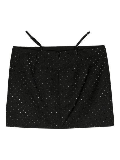 Rhinestone-Embellished Twill Miniskirt