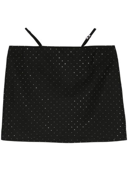 Rhinestone-Embellished Twill Miniskirt