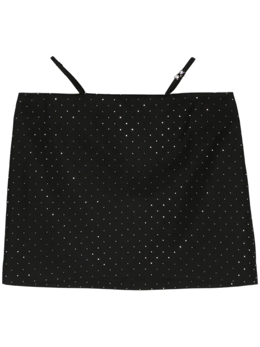 Rhinestone-Embellished Twill Miniskirt