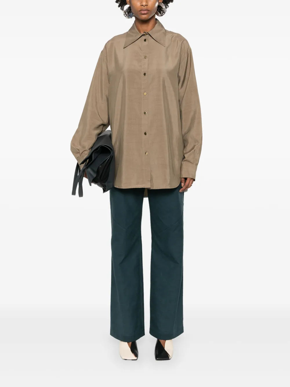 Pointed-Collar Buttoned Shirt