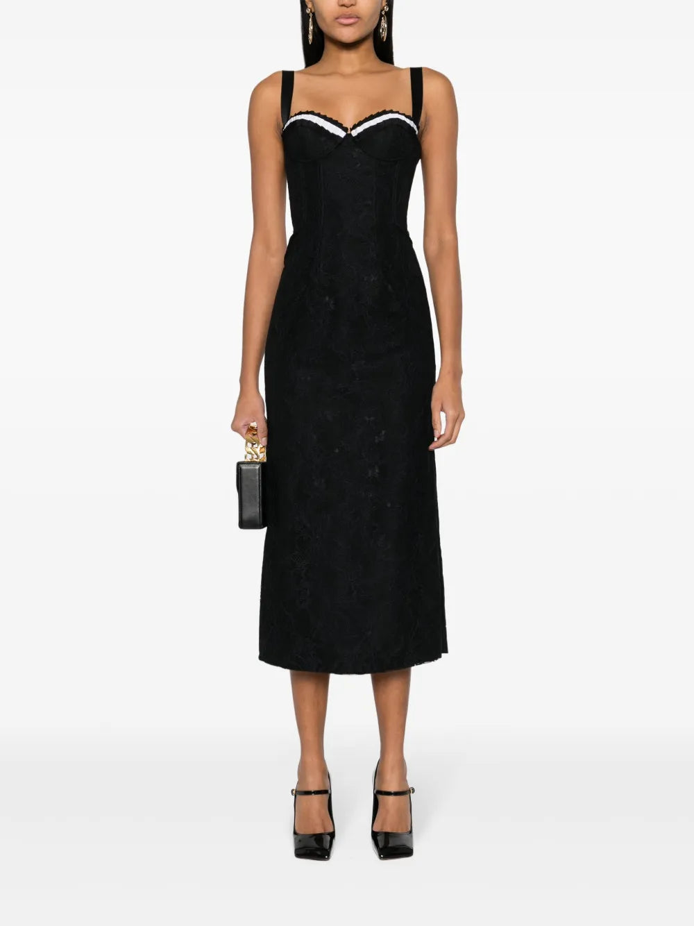 Floral-Lace Midi Dress