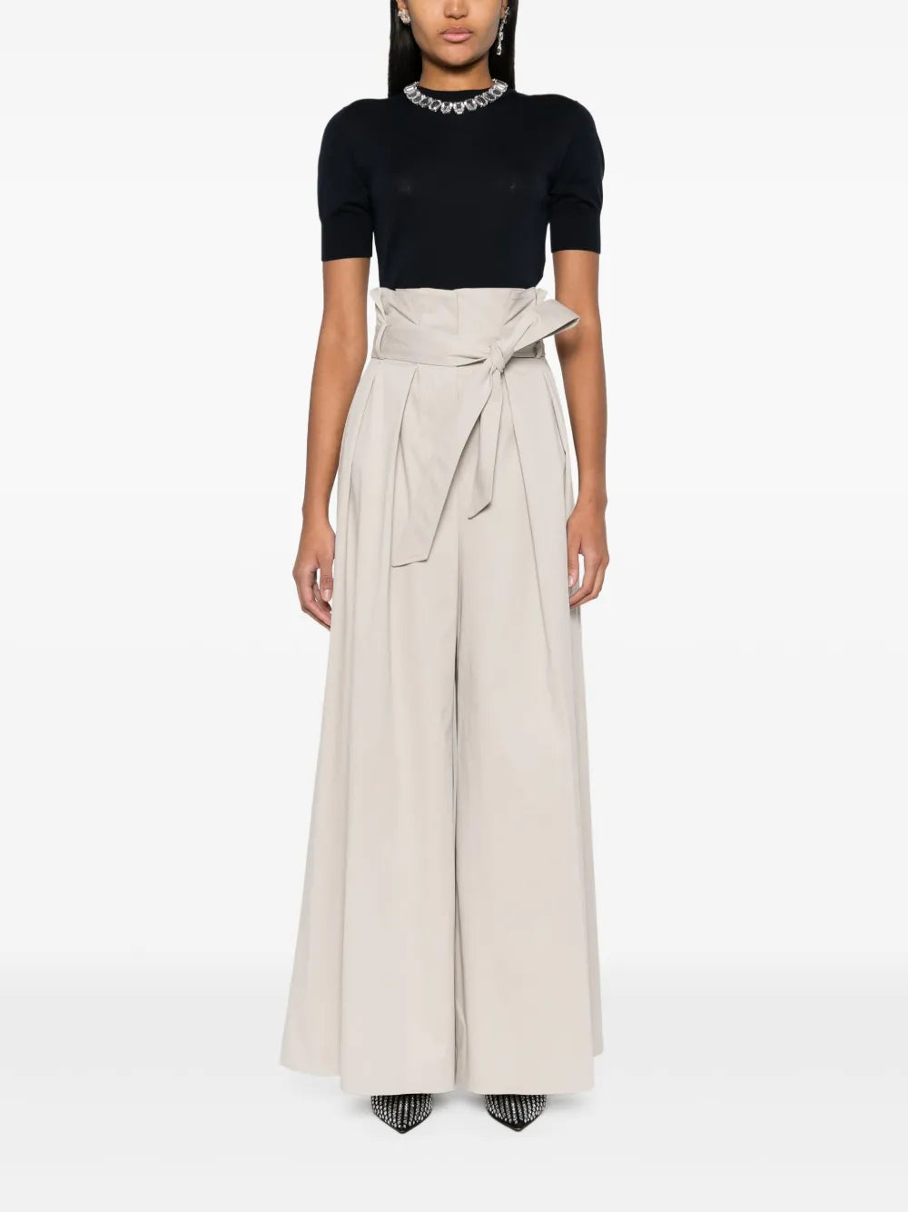 Pleated Twill Wide Trousers