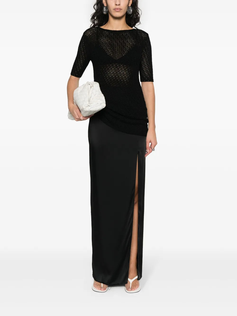 Bardot-Neck Sheer Jumper