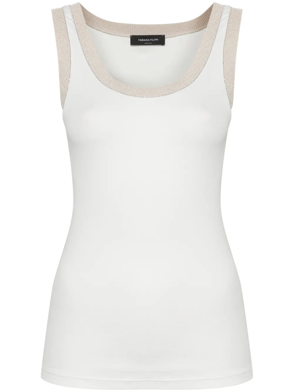 Lurex-Trim Ribbed Tank Top