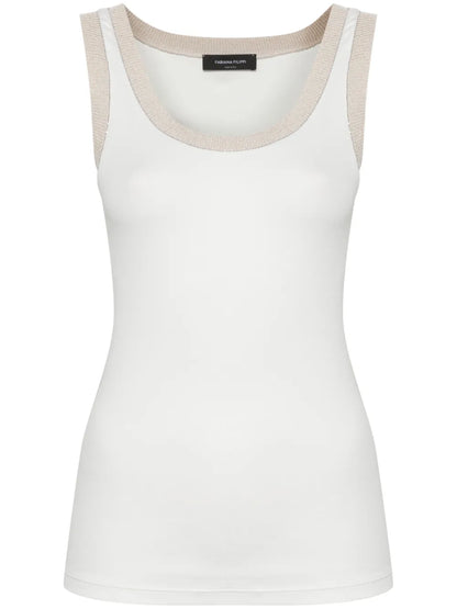 Lurex-Trim Ribbed Tank Top