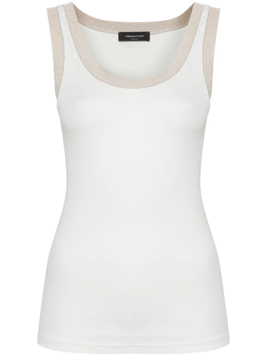 Lurex-Trim Ribbed Tank Top