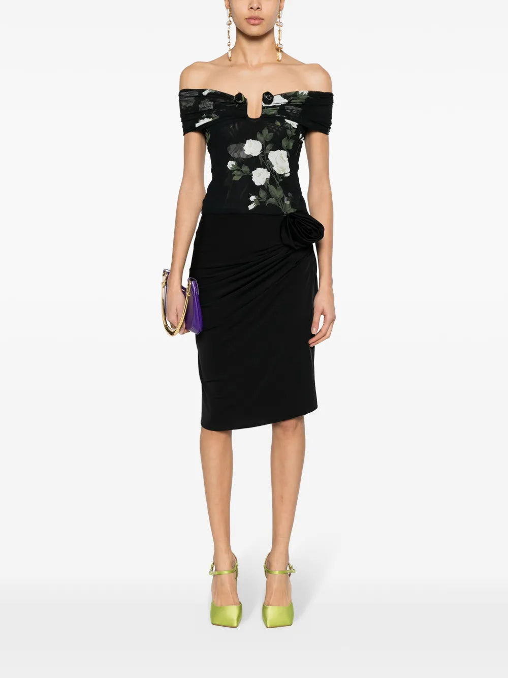 Floral-Appliqué Skirt