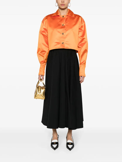 Volume Gabardine Midi Skirt