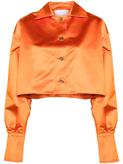 Cropped Satin Shirt Jacket