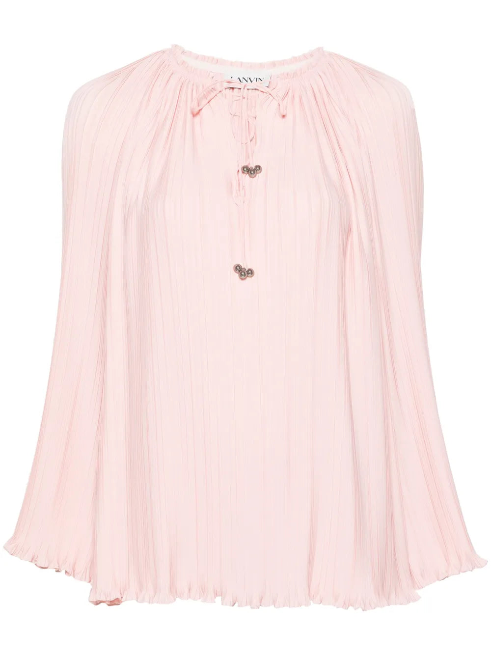 Long-Sleeve Pleated Blouse