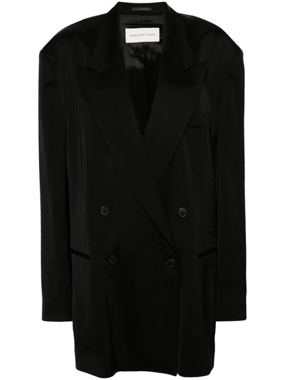Double-Breasted Satin Blazer