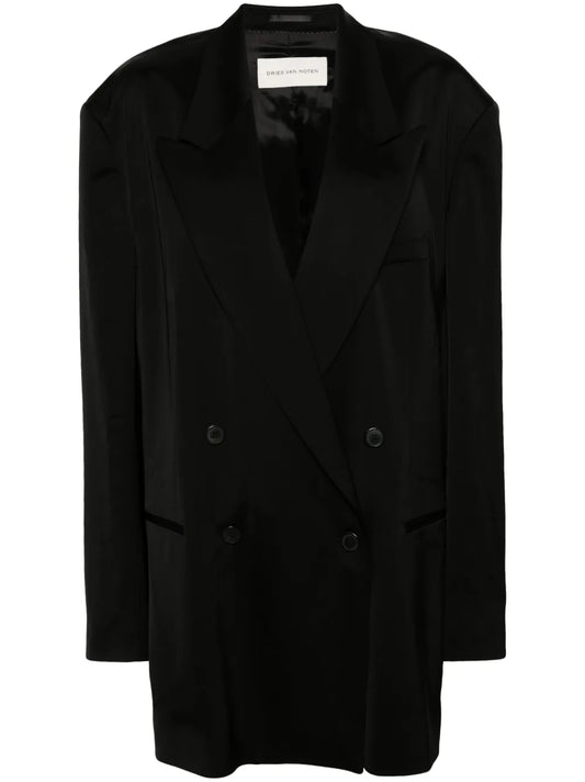 Double-Breasted Satin Blazer