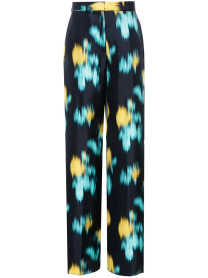 Abstract-Print Wide-Leg Trousers
