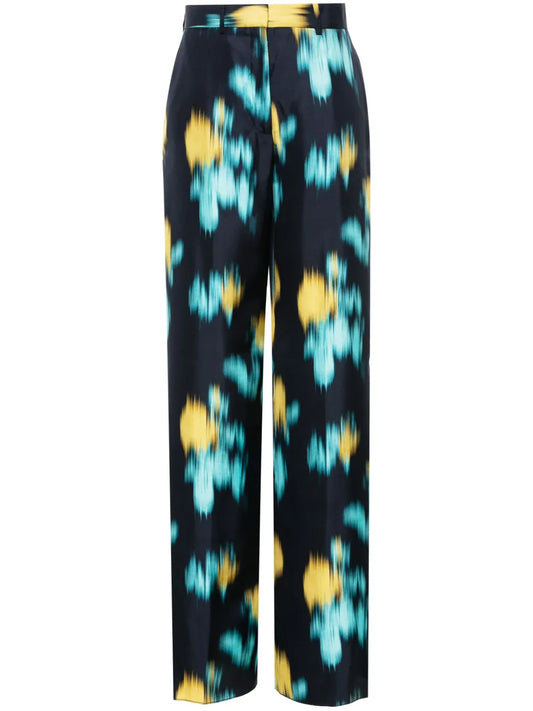Abstract-Print Wide-Leg Trousers