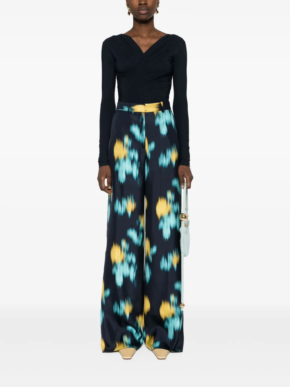 Abstract-Print Wide-Leg Trousers
