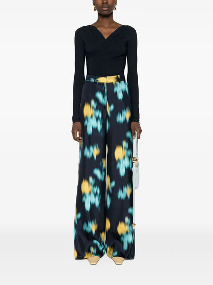 Abstract-Print Wide-Leg Trousers