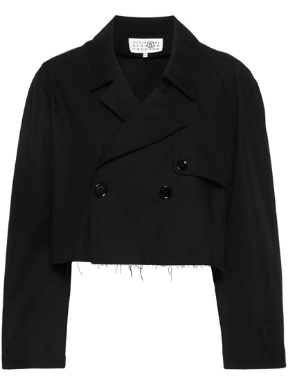Double-Breasted Cotton Cropped Jacket