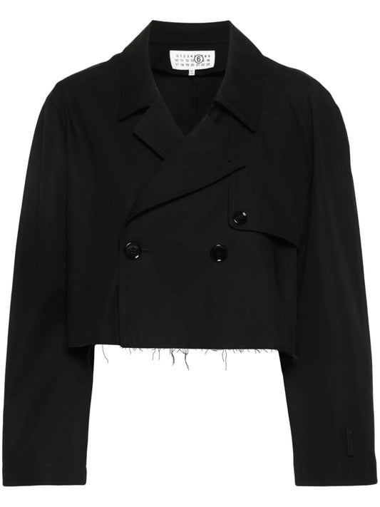 Double-Breasted Cotton Cropped Jacket