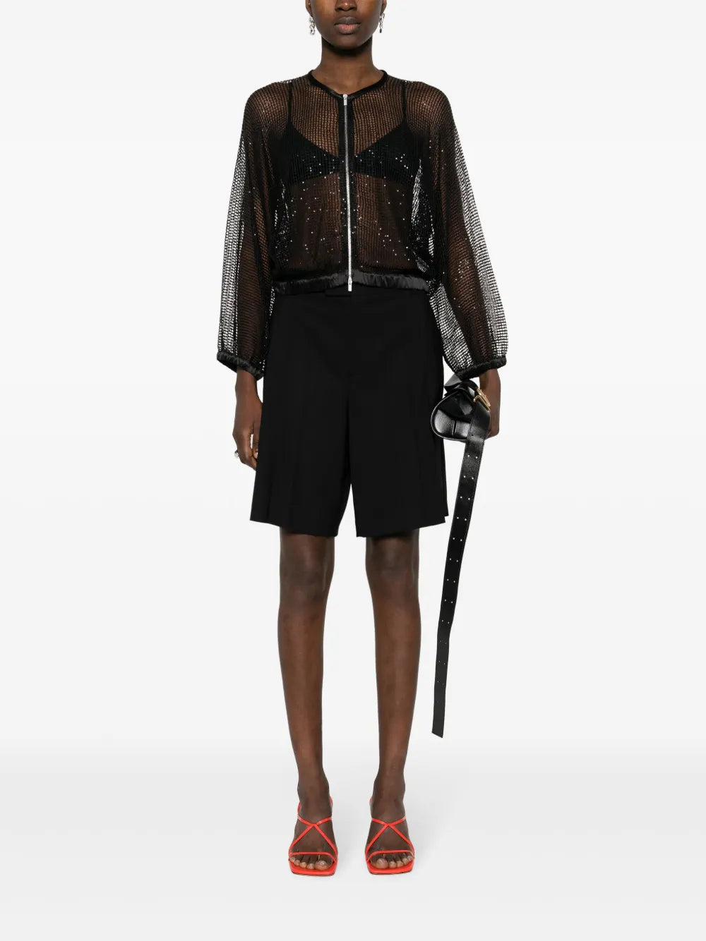 Sequin-Embellished Mesh Jacket