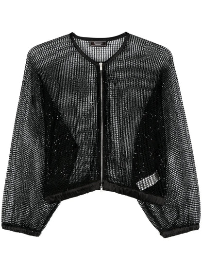 Sequin-Embellished Mesh Jacket