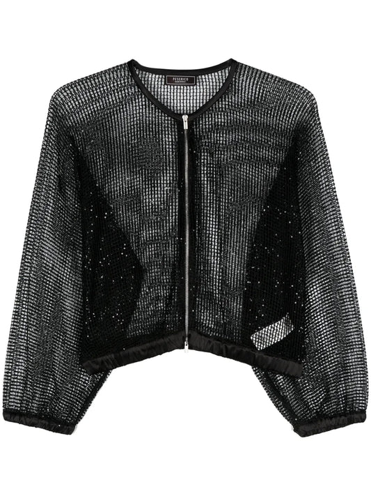 Sequin-Embellished Mesh Jacket