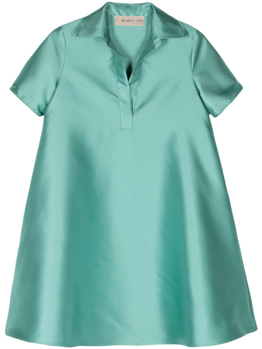 A-Line Satin Shirt Dress