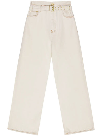 Belted Wide-Leg Jeans