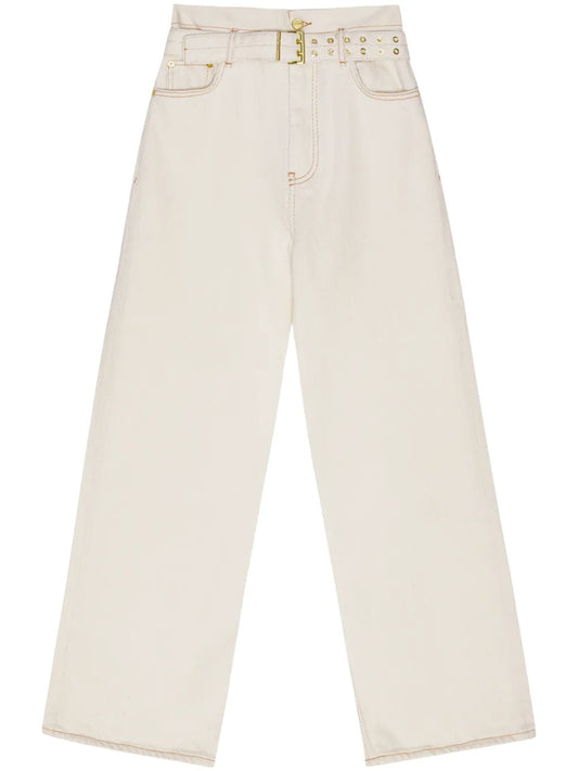 Belted Wide-Leg Jeans