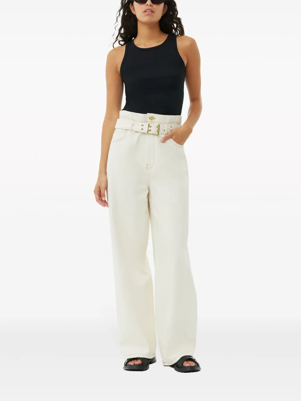 Belted Wide-Leg Jeans
