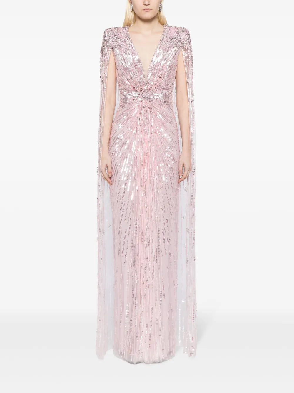 Gold Rush Sequined Cape Gown