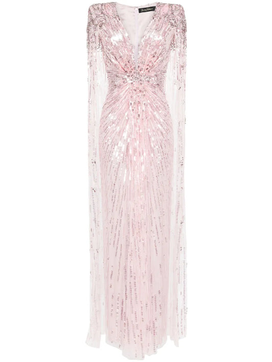 Gold Rush Sequined Cape Gown