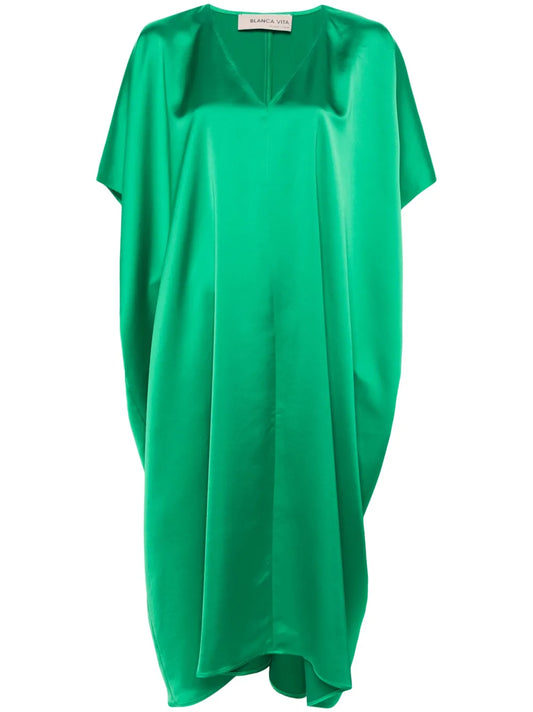 Satin Shift Midi Dress