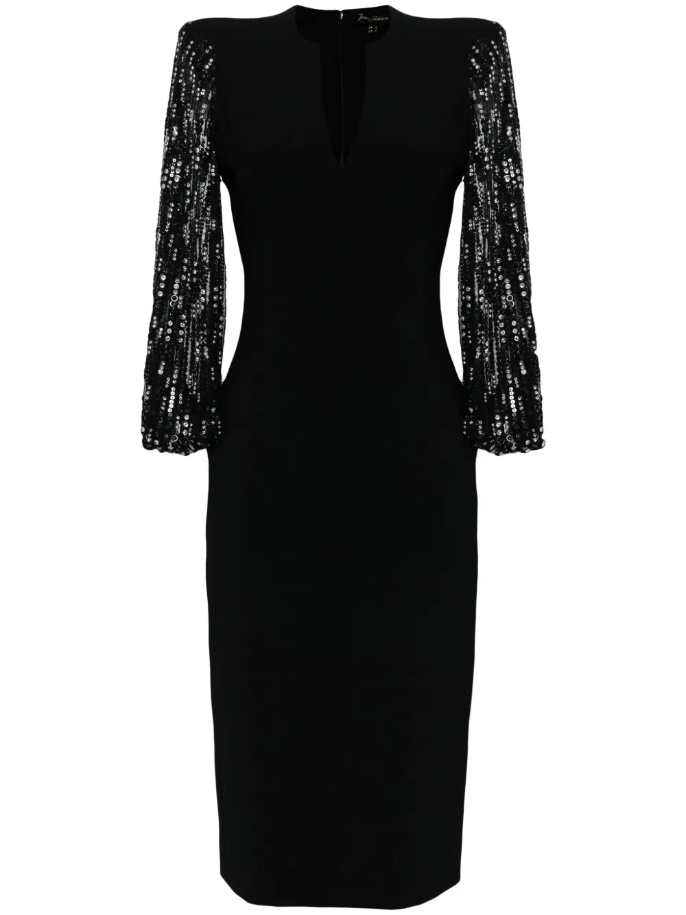 The Swan Sequin-Sleeve Midi Dress