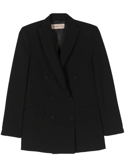Peak-Lapels Double-Breasted Blazer