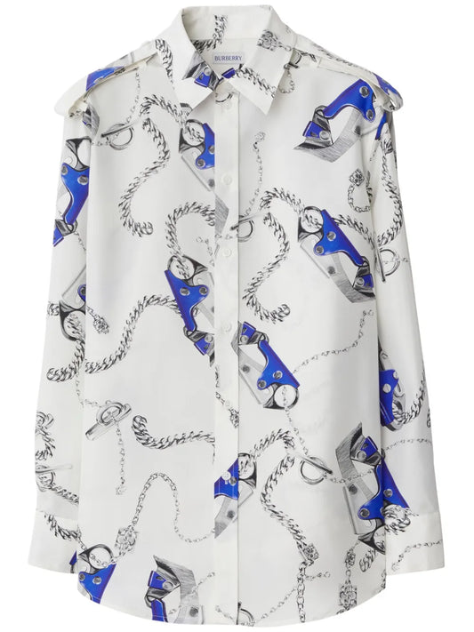 Knight Hardware-Print Silk Shirt