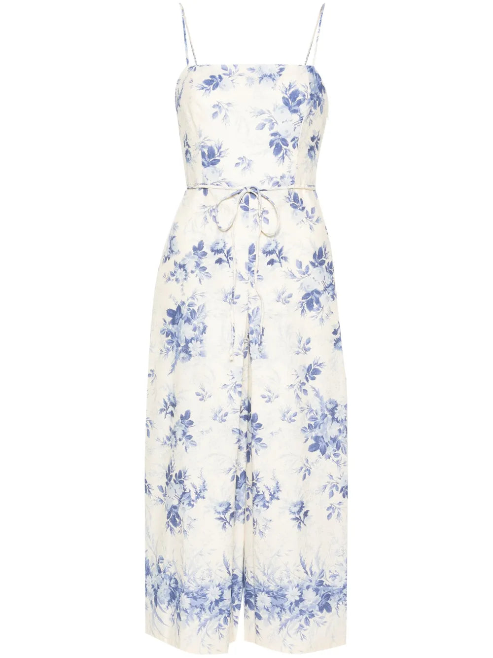Floral-Print Chambray Jumpsuit