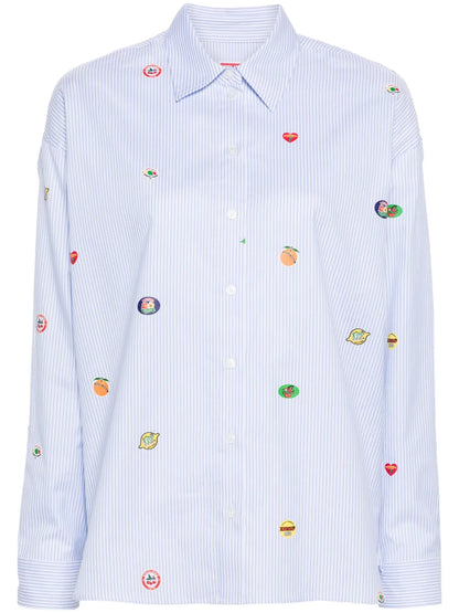 Fruit Stickers-Print Striped Shirt