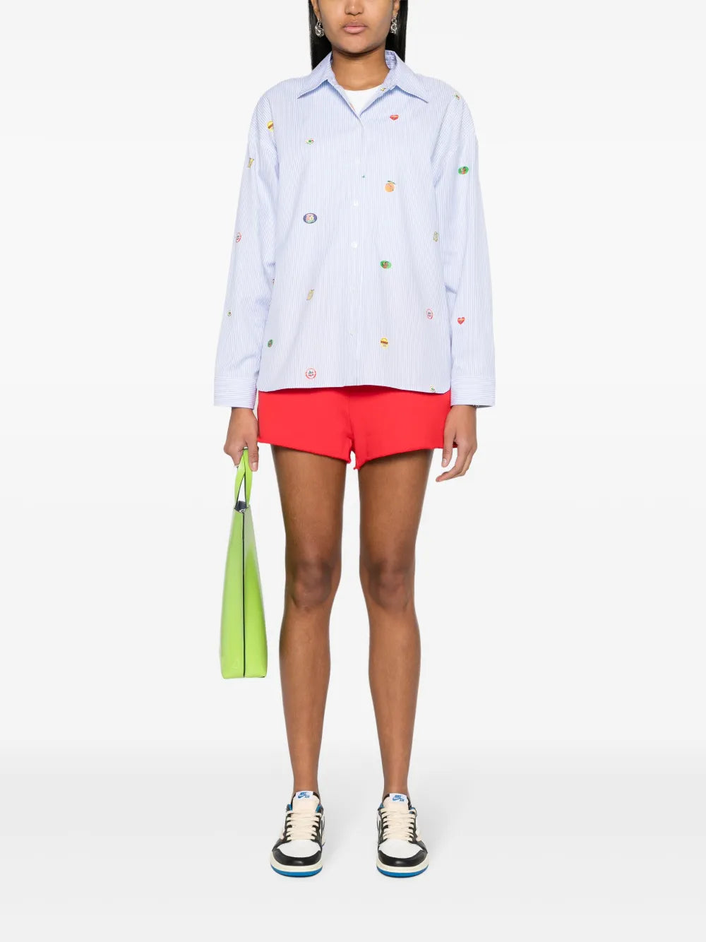 Fruit Stickers-Print Striped Shirt