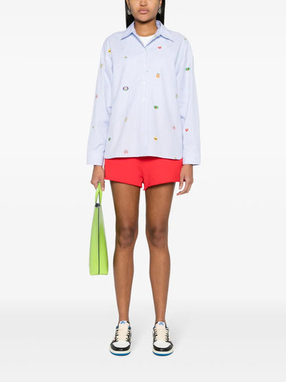 Fruit Stickers-Print Striped Shirt