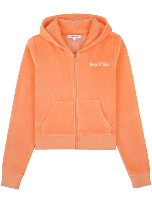 Italic-Logo Zip-Up Hoodie