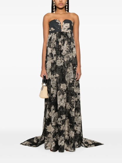 Floral Bustier Maxi Dress