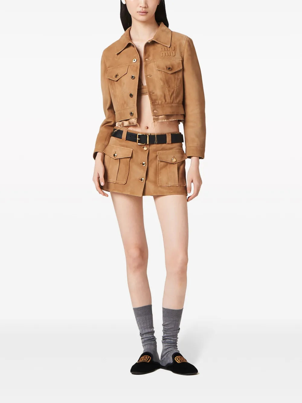 Logo-Appliqué Suede Jacket