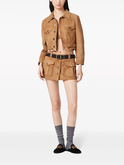 Logo-Appliqué Suede Jacket