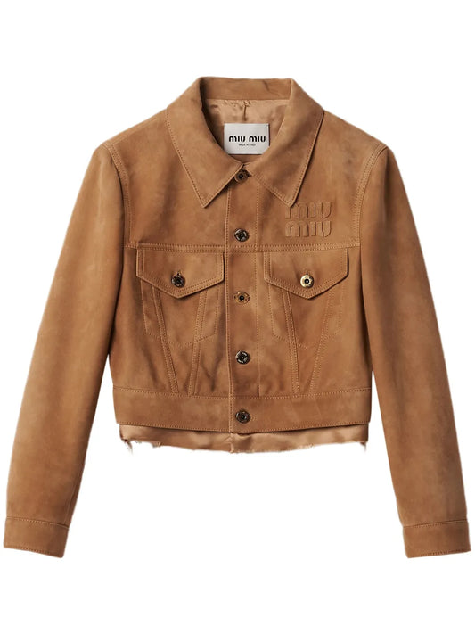 Logo-Appliqué Suede Jacket