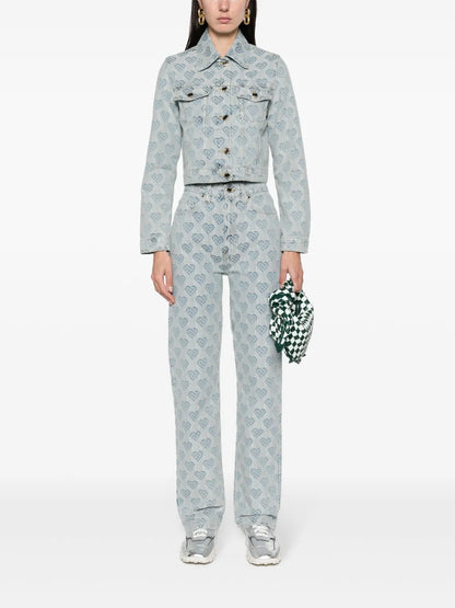 Heart Monogram-Jacquard Denim Jacket