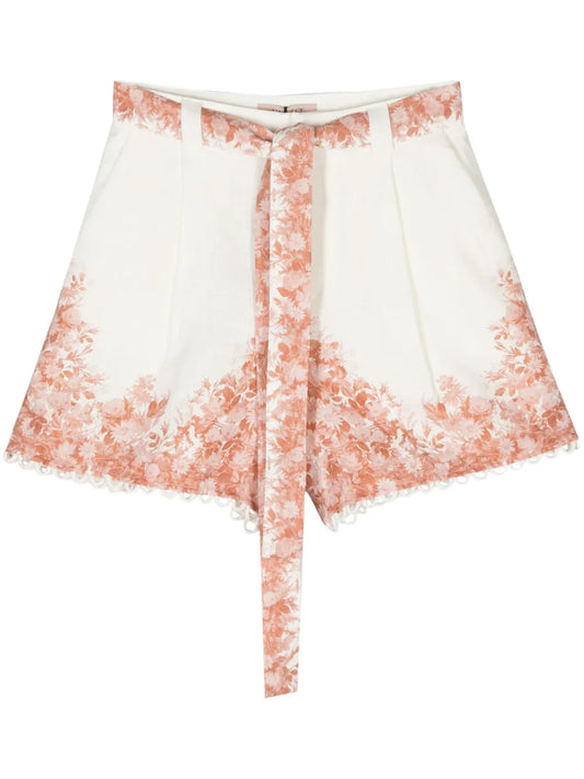 Floral-Print Linen Shorts