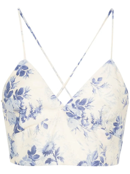 Floral-Print Cropped Top