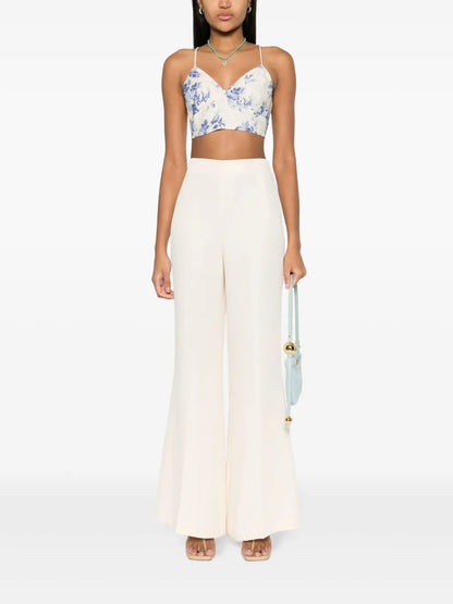 Pressed-Crease Flared Trousers