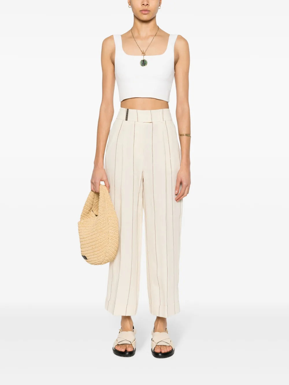 Striped Wide-Leg Trousers