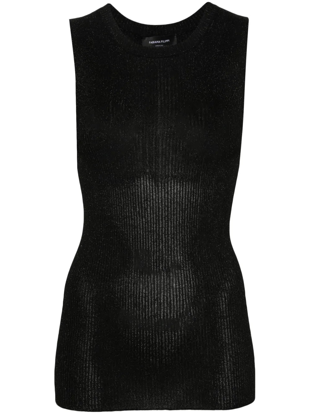 Metallic-Thread Ribbed Tank Top